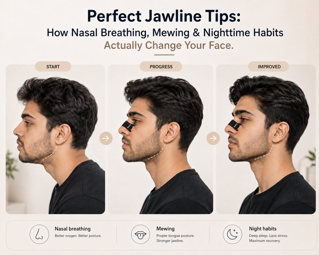 Jawline tips showing person in 3 stages