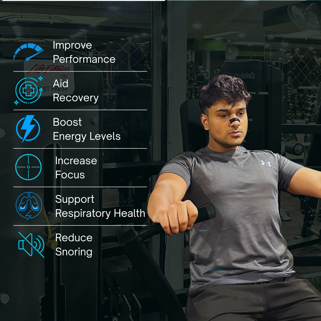 Person working out wearing PureFlow Nasal Strips