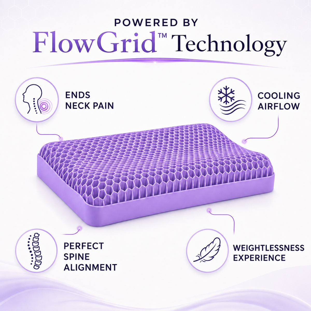 PURPLE GRID PILLOW BY PUREFLOW